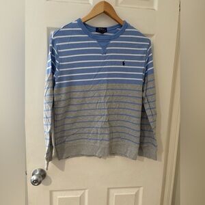 Polo Ralph Lauren blue grey striped youth sweater size large 14/16